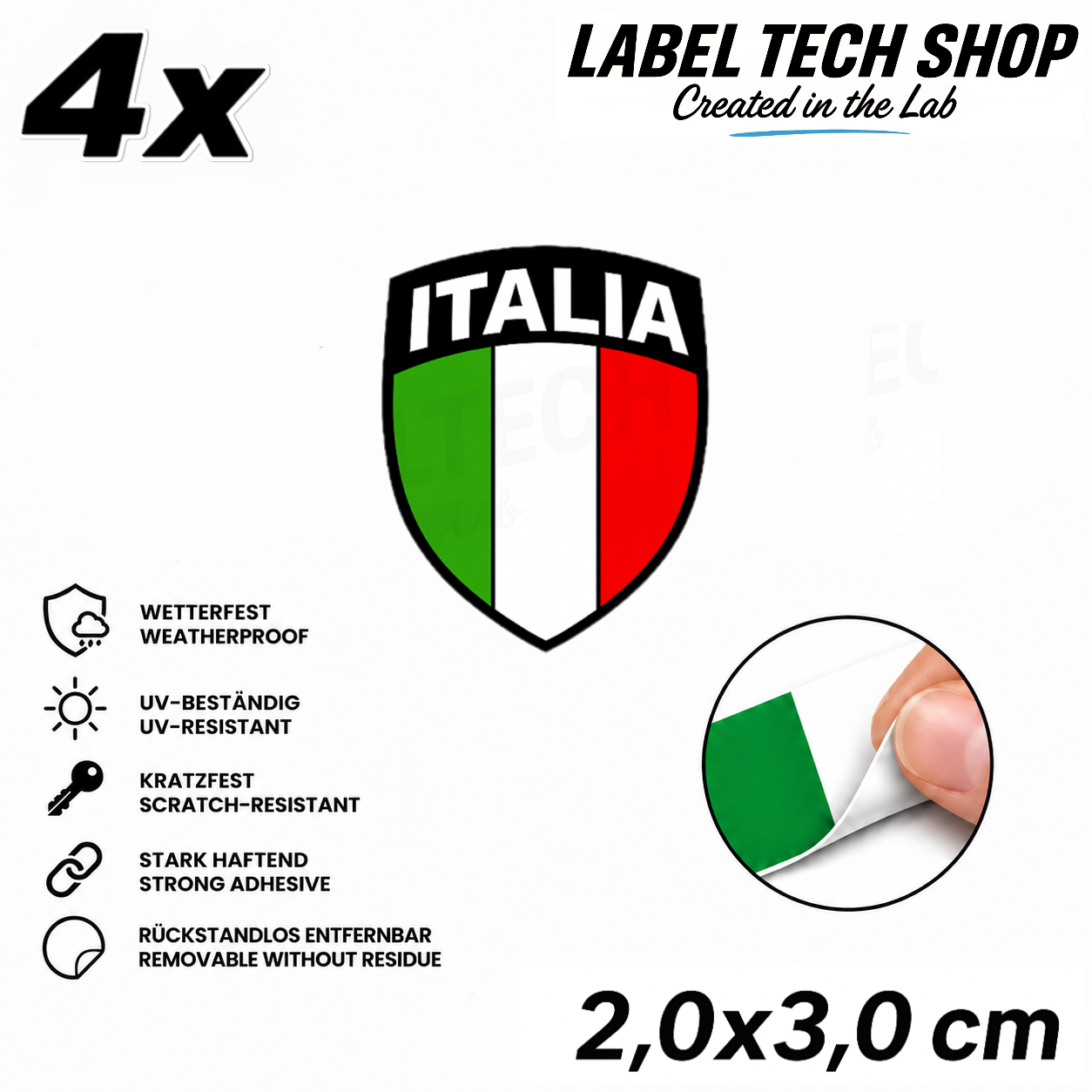 🇮🇹 Italien Aufkleber Wappen Italian Sticker Adesivo Italiano Bandiera Italiana Motorrad Auto Helm 2,0x3,0cm NR.099