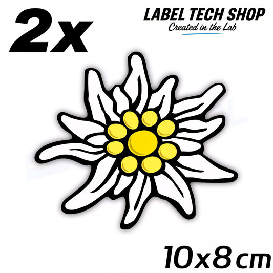 2x Edelweiß Aufkleber 🌼 Alpenblume Sticker – Stella Alpina 10×8 cm