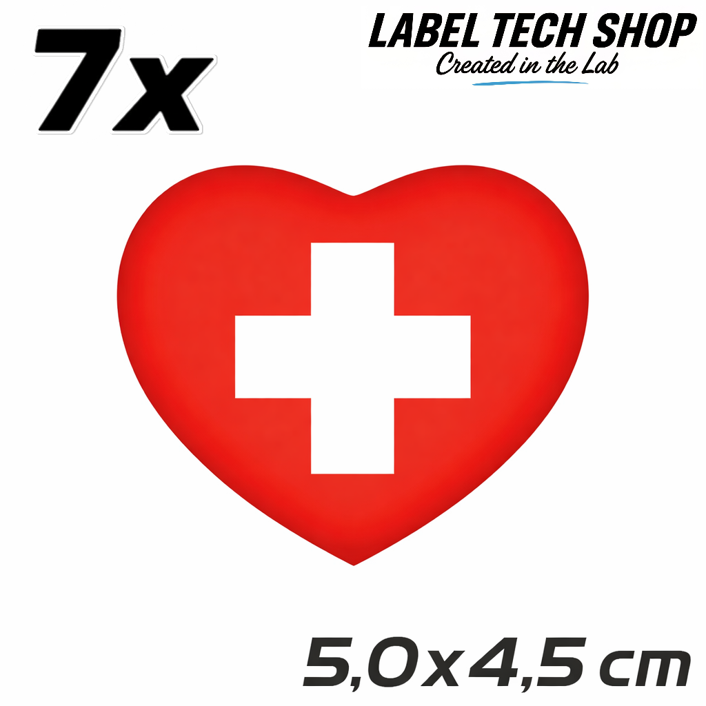 Schweiz Swiss Switzerland Herz Aufkleber Sticker – Svizzera Flag Heart Sticker – Auto Laptop Helm Geschenk – 5,0 × 4,5 cm (059)