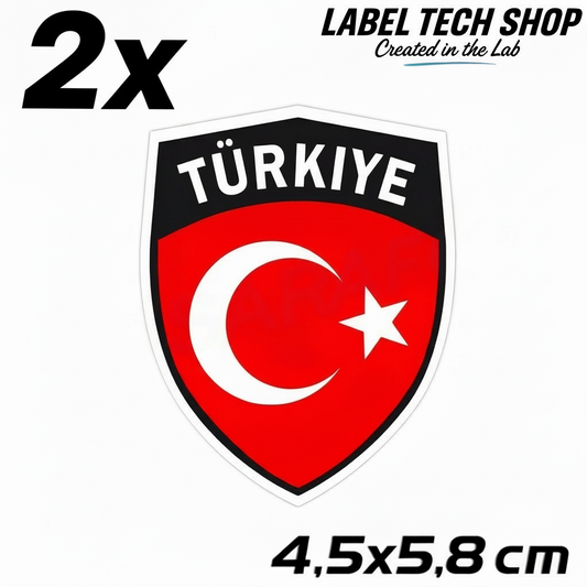 2x Türkei Aufkleber Türkiye Turkey Bayrak Flagge Emblem Sticker 4,5x5,8cm (101)