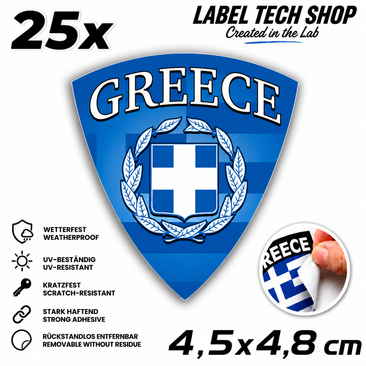 🇬🇷 Griechenland Aufkleber Αυτοκόλλητο Ελλάδας Greece Sticker Flagge Wappen Emblem Auto Helm 4,5x4,8cm NR.115