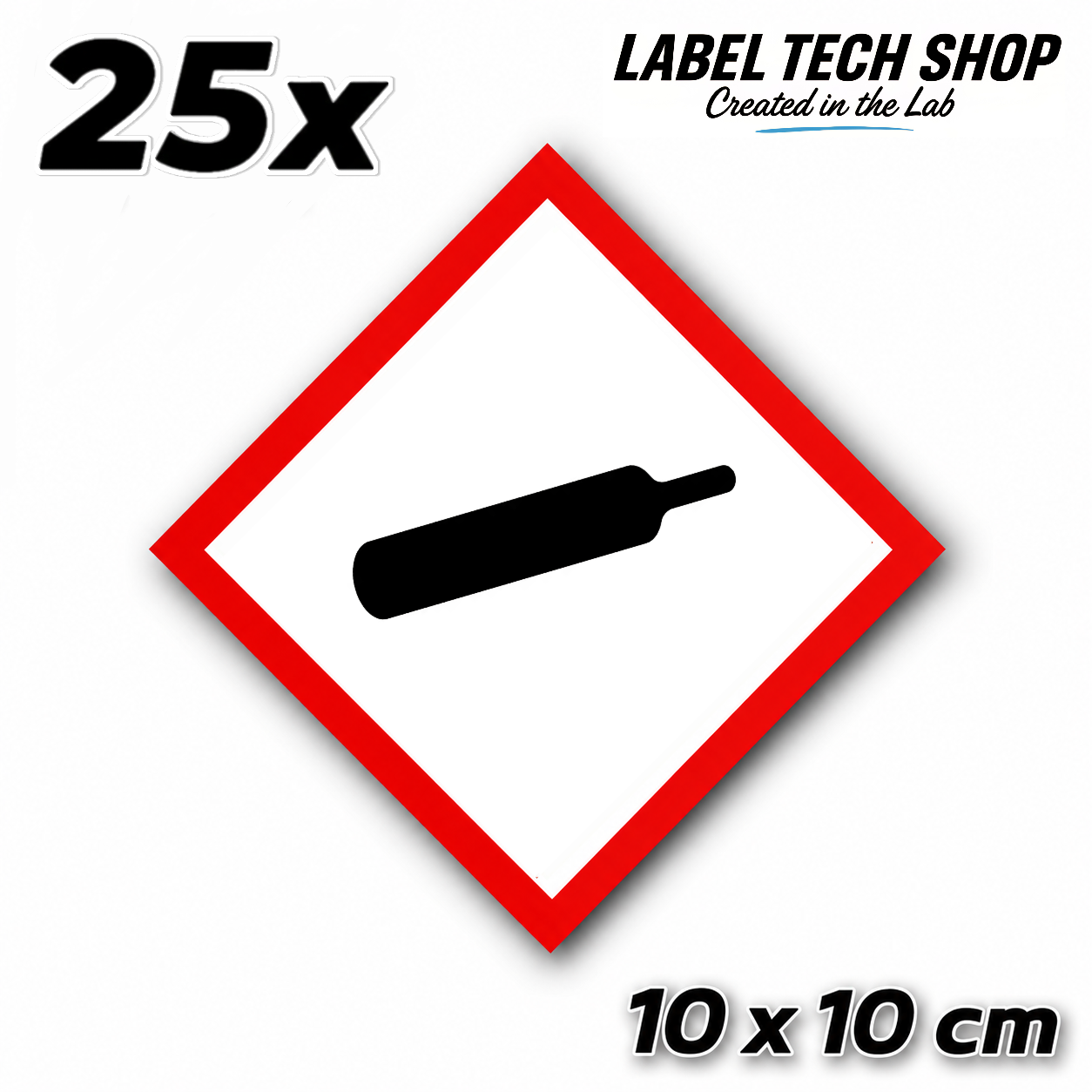 GHS04 Gas unter Druck Aufkleber Gas Cylinder Sticker Gefahrstoffsymbol Druckgas Gefahrgut Chemie Labor Kennzeichen nach CLP / GHS Arbeitssicherheit