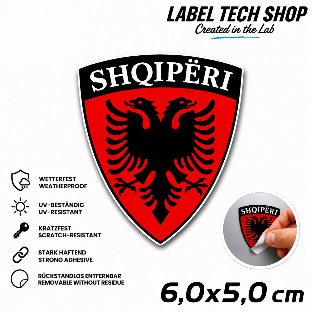 🇦🇱 Albanien Shiqpëri Aufkleber Albania Sticker Adler Wappen Emblem Auto Helm 6,0x5,0cm NR.004