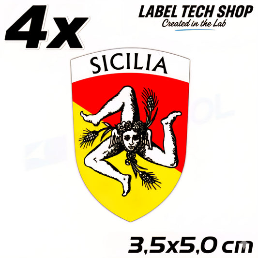 4x Sizilien Aufkleber – Sicilia Sicily Flagge Wappen Sticker 3,5x5,0cm (017)