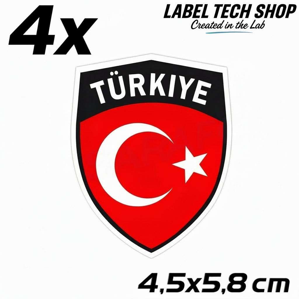 4x Türkei Aufkleber Türkiye Turkey Bayrak Flagge Emblem Sticker 4,5x5,8cm (101)