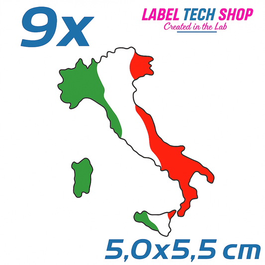 9x Italia/Italien Aufkleber Stiefel 5×5,5cm Flagge Italien Adesivo Sticker 032