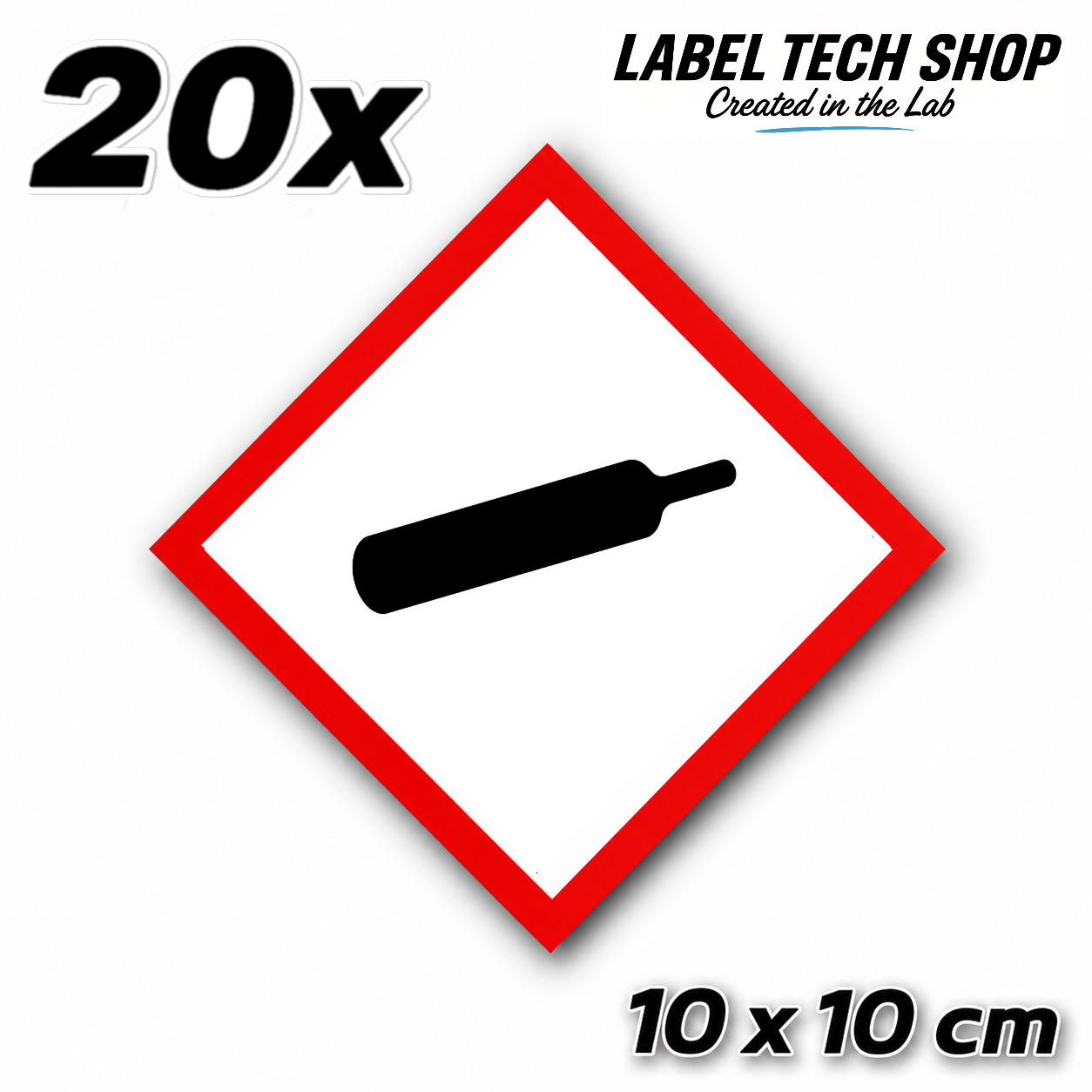 GHS04 Gas unter Druck Aufkleber Gas Cylinder Sticker Gefahrstoffsymbol Druckgas Gefahrgut Chemie Labor Kennzeichen nach CLP / GHS Arbeitssicherheit