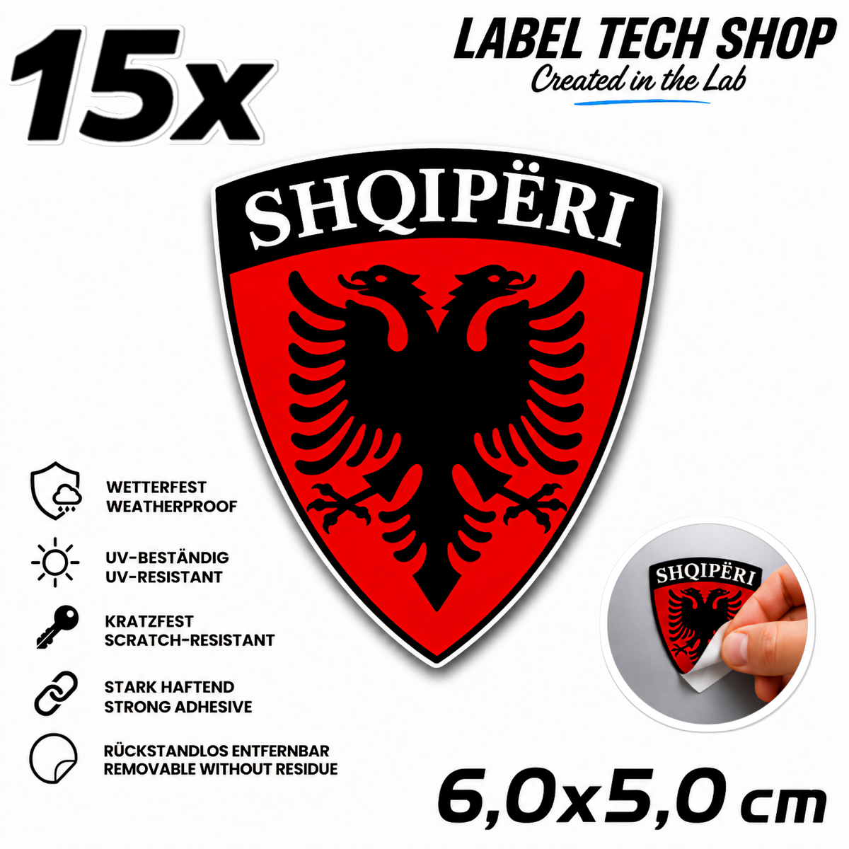 🇦🇱 Albanien Shiqpëri Aufkleber Albania Sticker Adler Wappen Emblem Auto Helm 6,0x5,0cm NR.004