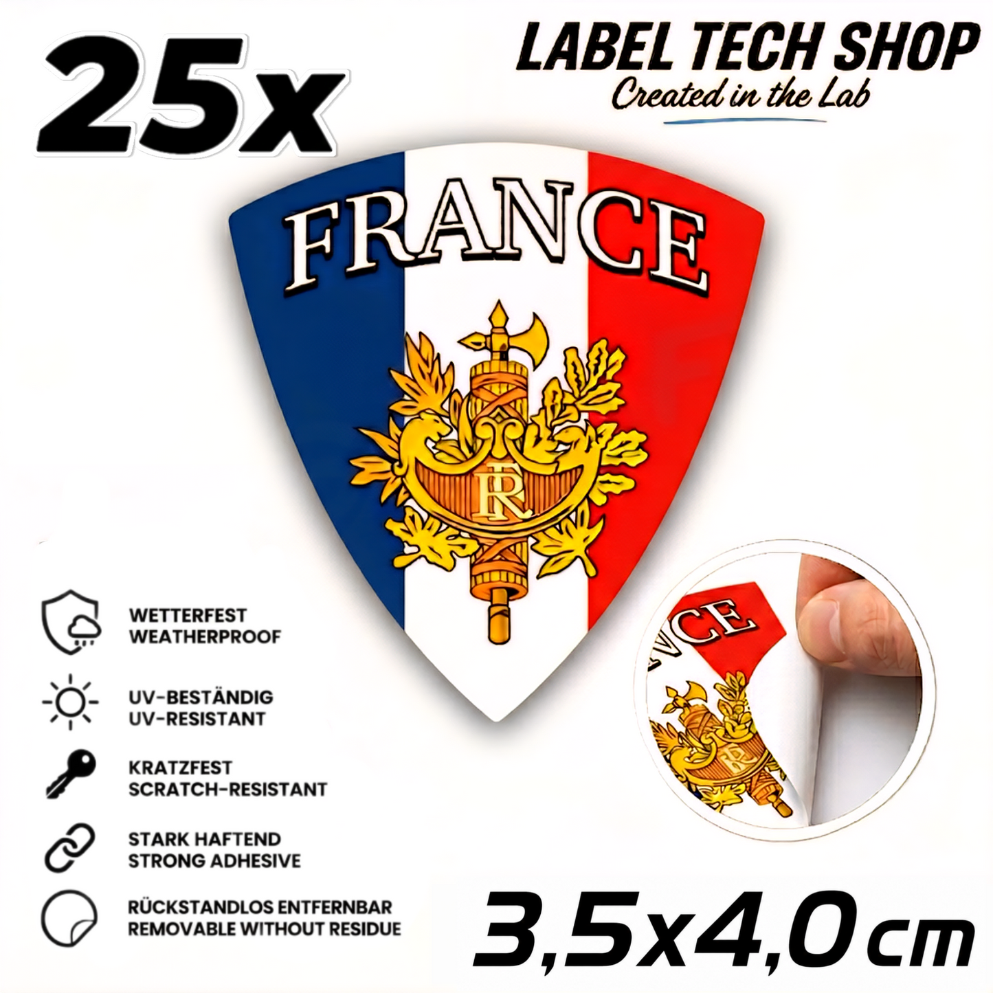 🇫🇷 Frankreich Wappen Aufkleber France Sticker Autocollant France Emblem Auto Helm 3,5x4,0cm NR.003