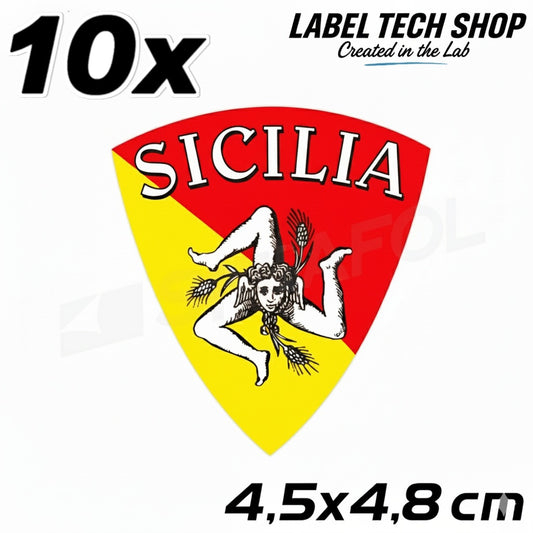 10x Sizilien Aufkleber – Sicilia Sicily Flagge Wappen Sticker 4,5x4,8cm (019)