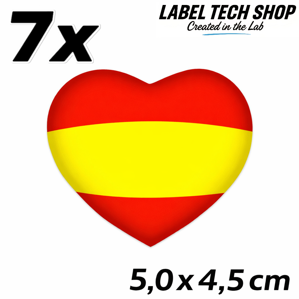 Spanien Spain España Herz Aufkleber Sticker – Spain Flag Heart Corazón Autocollante – Auto Laptop Helm – 5,0 × 4,5 cm (052)