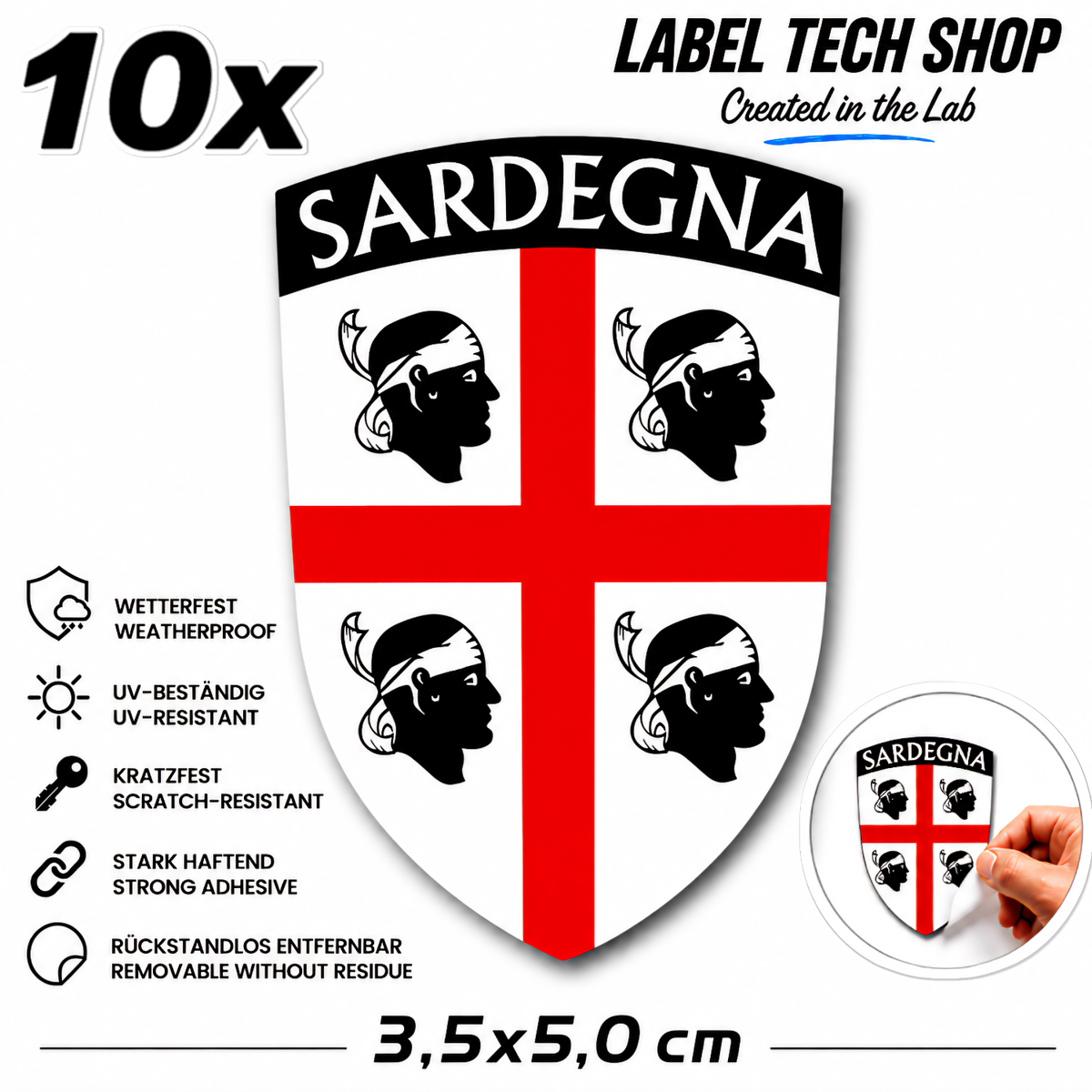 Sardegna Sardinien Sardinia Aufkleber Adesivo Sticker Quattro Mori Flagge Wappen Emblem Auto Helm 3,5x5,5cm NR.015