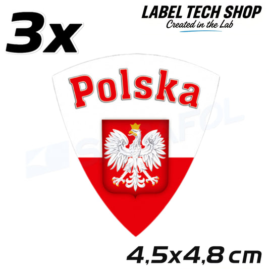 3x Polen Aufkleber 🇮🇩 Polska naklejka Polish Sticker Flagge 4,5x4,8cm 021