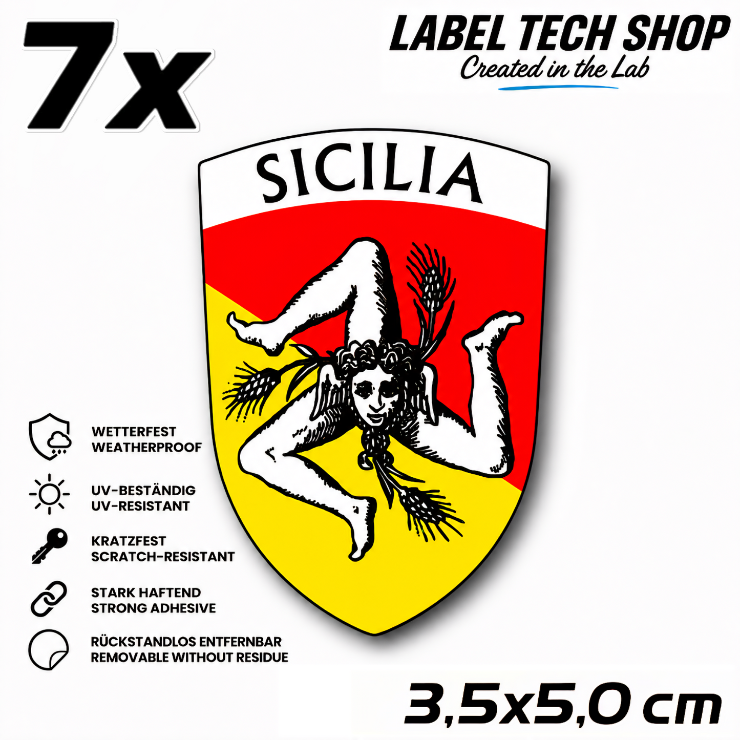 Sizilien Aufkleber Adesivo Siciliano Sicilia Sicily Sticker Flagge Wappen Emblem Auto Helm 3,5x5,0cm NR.017