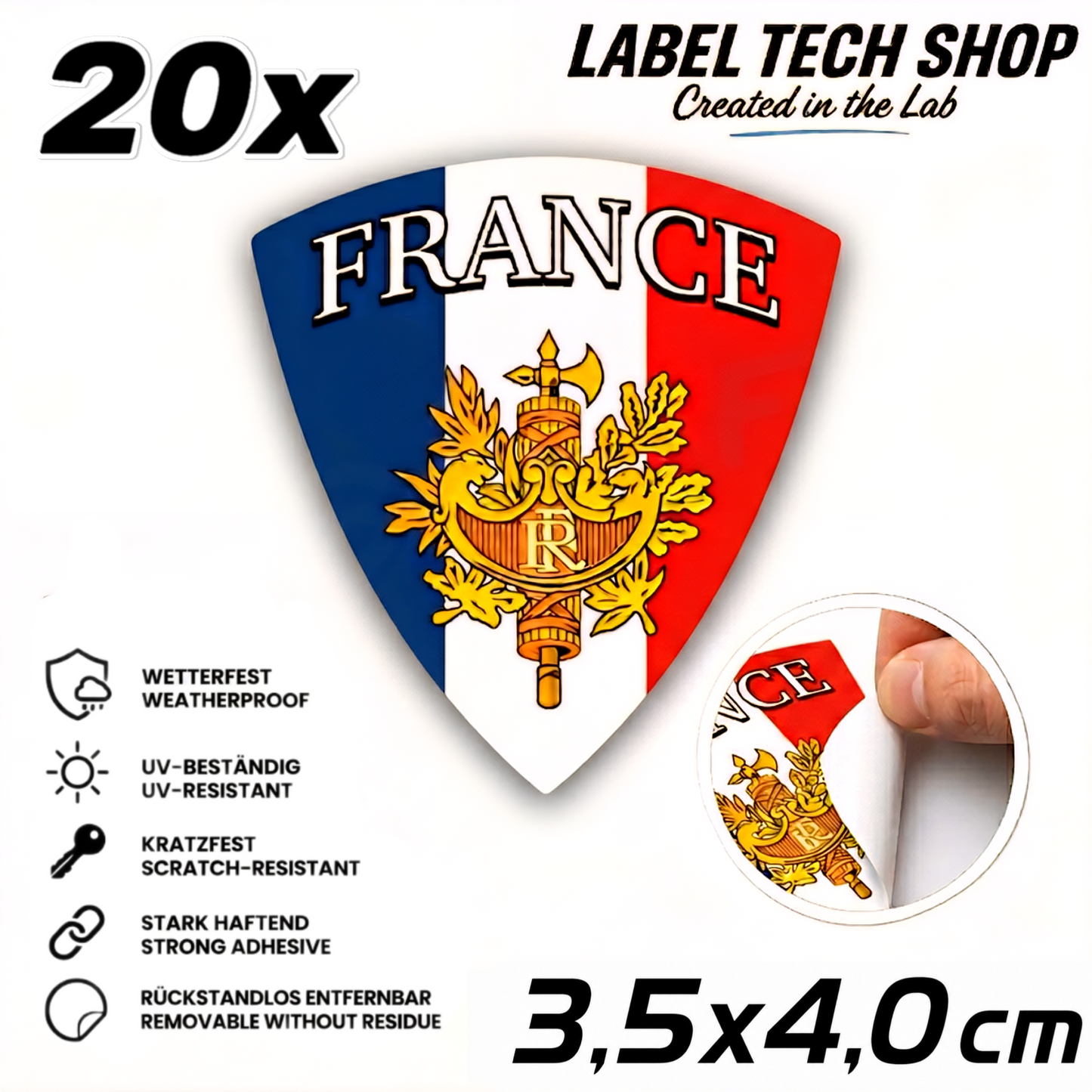 🇫🇷 Frankreich Wappen Aufkleber France Sticker Autocollant France Emblem Auto Helm 3,5x4,0cm NR.003