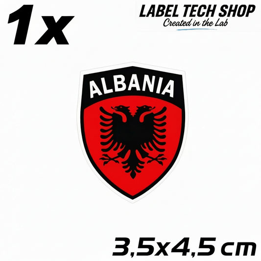 1x Albanien Aufkleber Klein Shqipëria Shqiponja  – Albania Flagge Emblem Wappen Sticker 3,5x4,5cm (108)