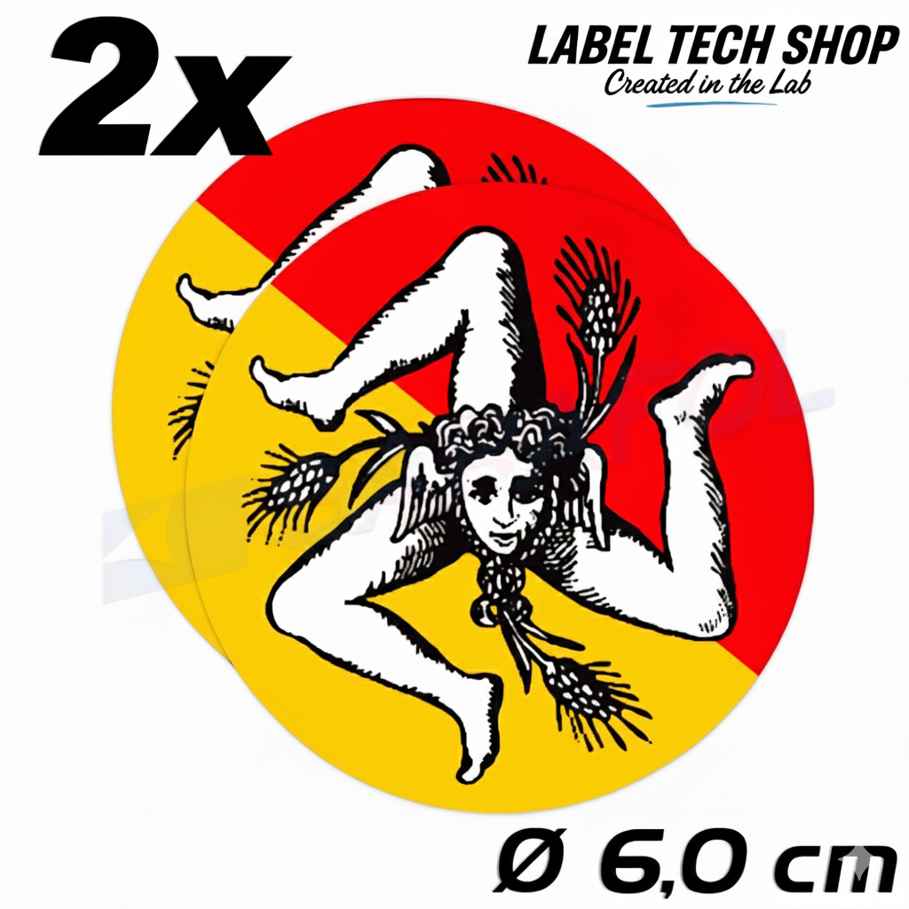 2x Sizilien Aufkleber – Sicilia Sicily Flagge Wappen Sticker Rund Ø 6 cm (029)