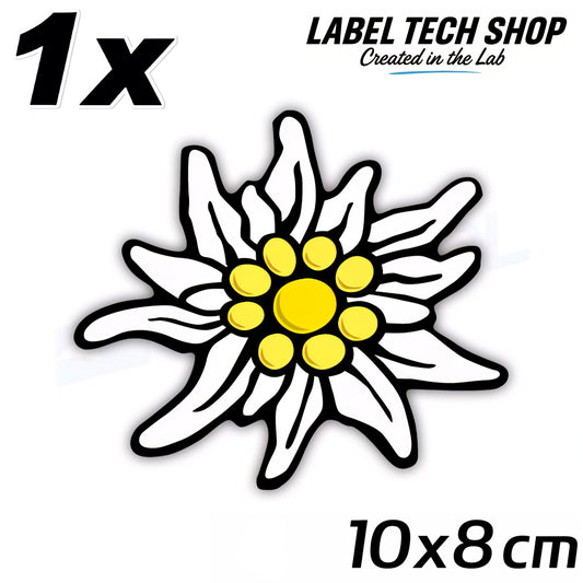 1x Edelweiß Aufkleber 🌼 Alpenblume Sticker – Stella Alpina 10×8 cm
