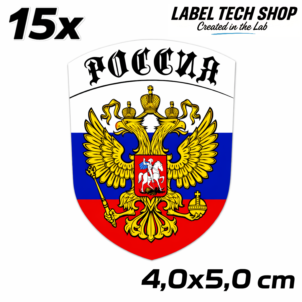 Russland Russia Russland Wappen Aufkleber – Россия Emblem Sticker – 4,0 × 5,0 cm (014)