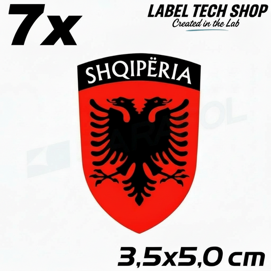 7x Albanien Shqipëria Shqiponja Wappen – Albanien Flagge Emblem Aufkleber 3,5x5,0cm (006)