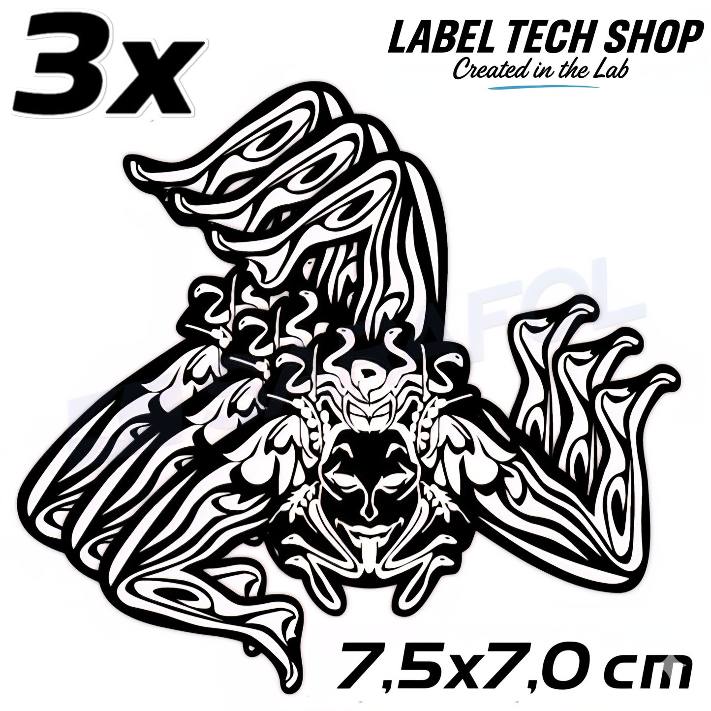 3x Sizilien Trinacria Aufkleber White Black – Sicilia Sicily Sticker 7,5x7,0cm (026)