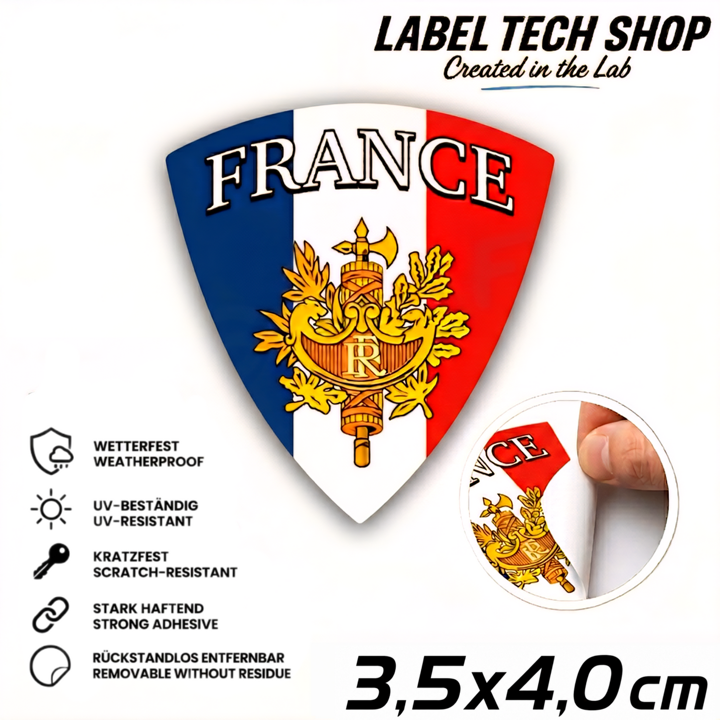 🇫🇷 Frankreich Wappen Aufkleber France Sticker Autocollant France Emblem Auto Helm 3,5x4,0cm NR.003