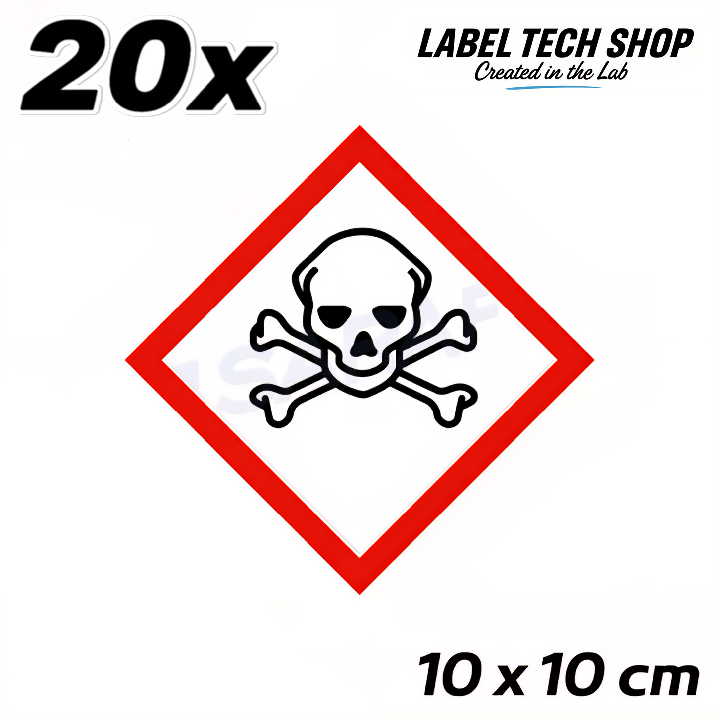 GHS06 Totenkopf Aufkleber  Giftige Chemikalien Toxisch nach CLP Norm Arbeitssicherheit