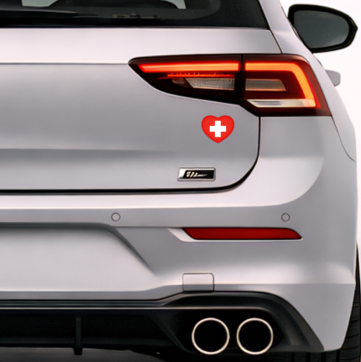 Schweiz Swiss Switzerland Herz Aufkleber Sticker – Svizzera Flag Heart Sticker – Auto Laptop Helm Geschenk – 5,0 × 4,5 cm (059)