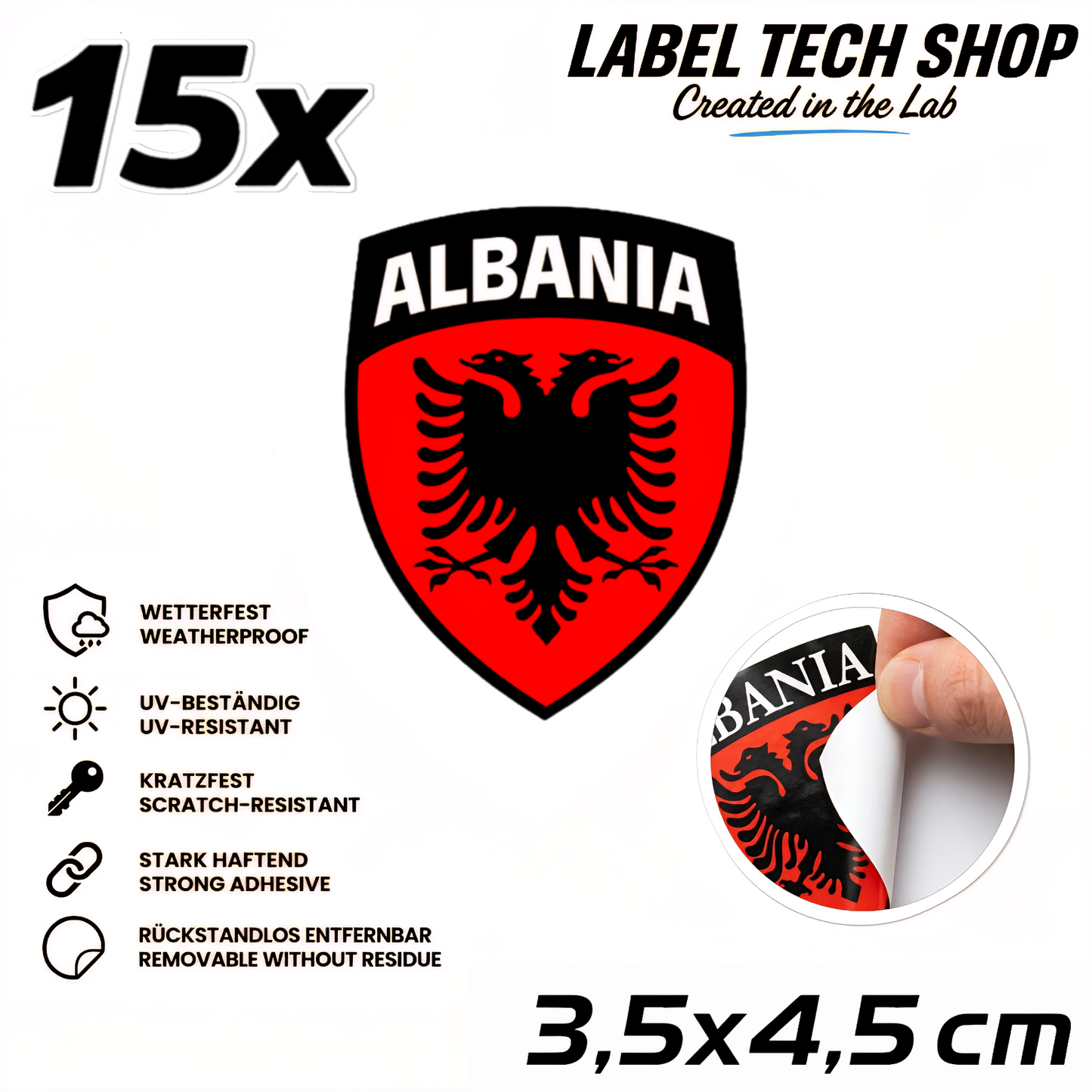 🇦🇱 Albanien Aufkleber Albania Sticker Shqiperia Adler Wappen Emblem Auto Helm 3,5x4,5cm NR.103