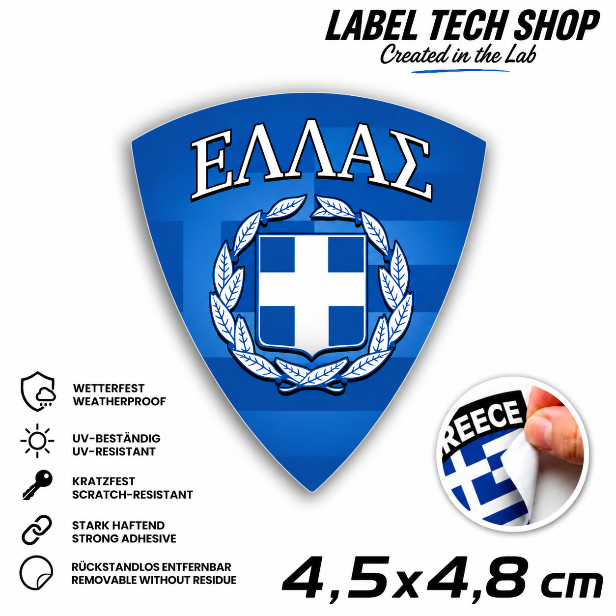 🇬🇷 Griechenland Aufkleber Αυτοκόλλητο Ελλάδας Greece Sticker Flagge Wappen Emblem Auto Helm 4,5x4,8cm NR.113