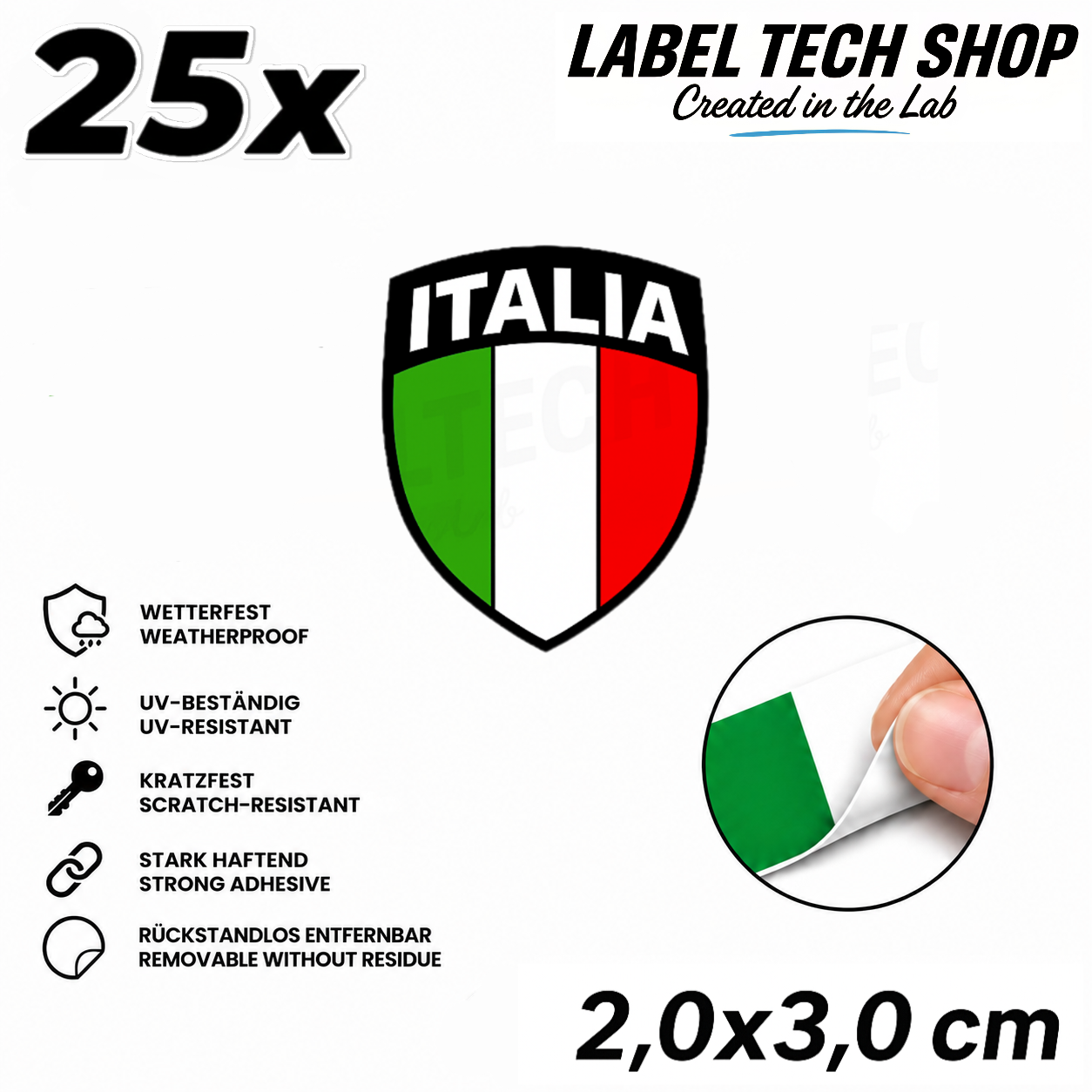 🇮🇹 Italien Aufkleber Wappen Italian Sticker Adesivo Italiano Bandiera Italiana Motorrad Auto Helm 2,0x3,0cm NR.099