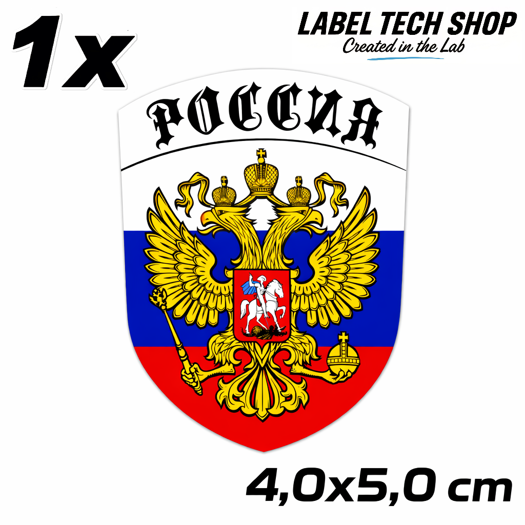 Russland Russia Russland Wappen Aufkleber – Россия Emblem Sticker – 4,0 × 5,0 cm (014)