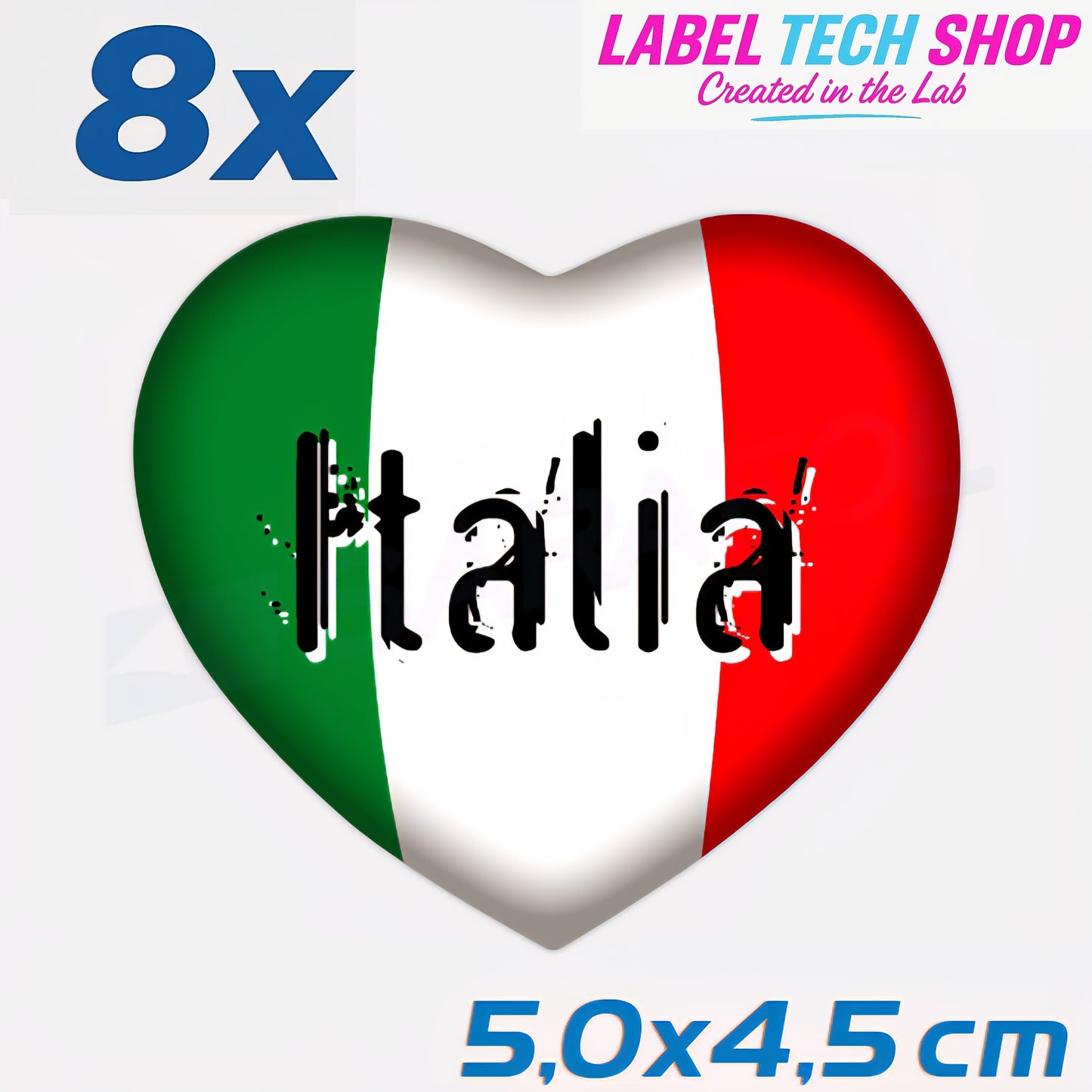 8x Italia/Italien Aufkleber Herz 5×4,5cm Flagge Italien Adesivo Cuore Sticker 060