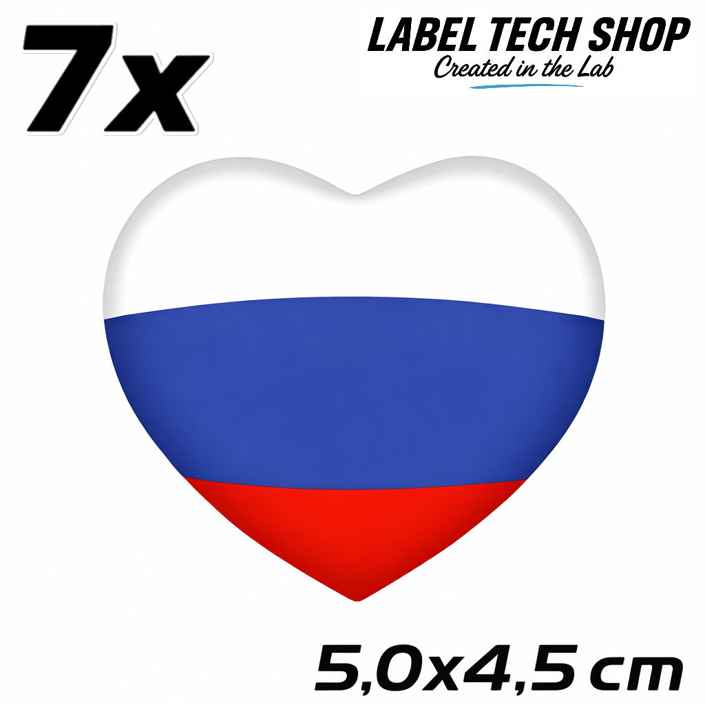 Russland Russia Россия Herz Aufkleber – Russia Flag Heart Sticker – Auto Laptop Helm 5,0 × 4,5 cm (047)