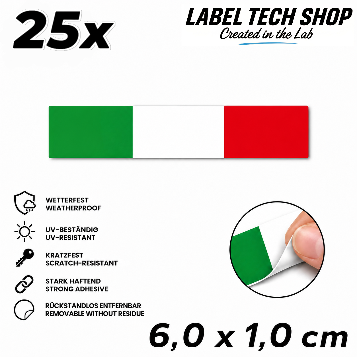 🇮🇹 Italien Aufkleber Italian Sticker Adesivo Italiano Bandiera Italiana Motorrad Auto Helm 6,0x1,0cm NR.036