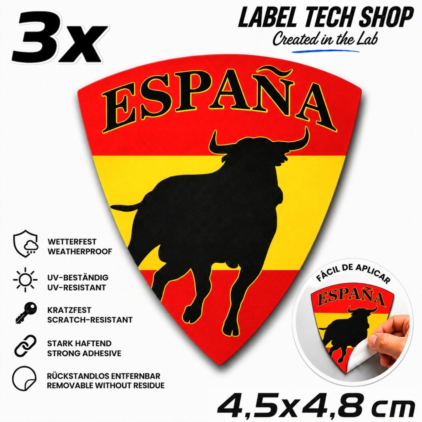Spanien Spain España Emblem Aufkleber Sticker Spain Flag Adhesivo Autocollante – Auto Laptop Helm – 4,5x4,8cm NR.002