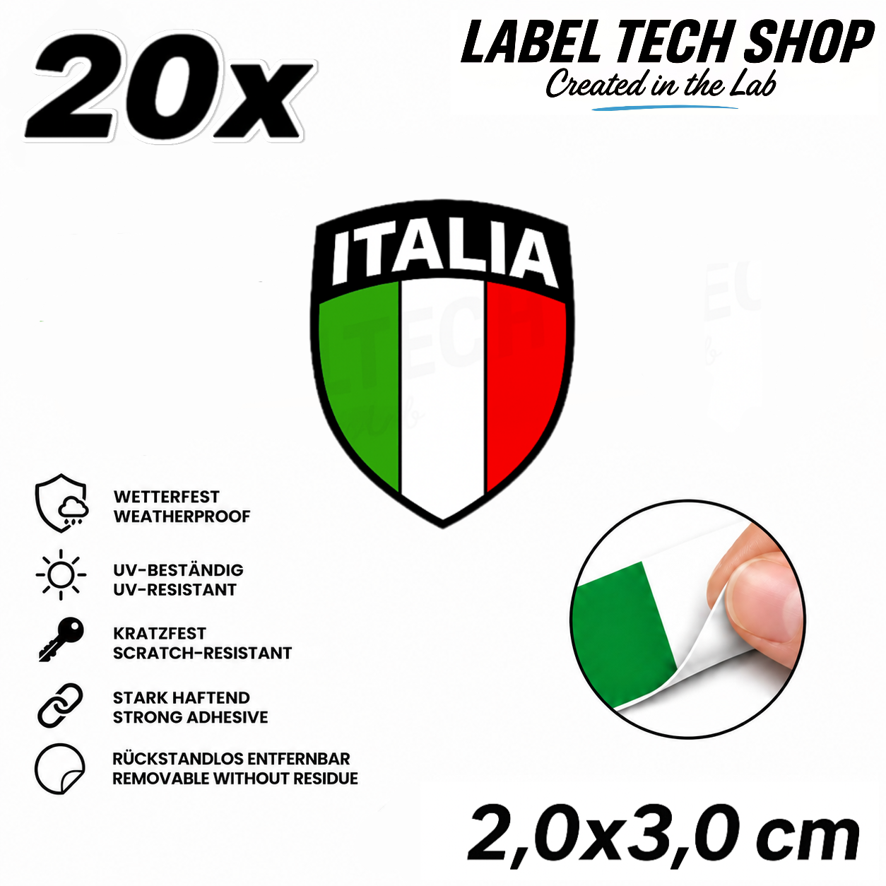 🇮🇹 Italien Aufkleber Wappen Italian Sticker Adesivo Italiano Bandiera Italiana Motorrad Auto Helm 2,0x3,0cm NR.099