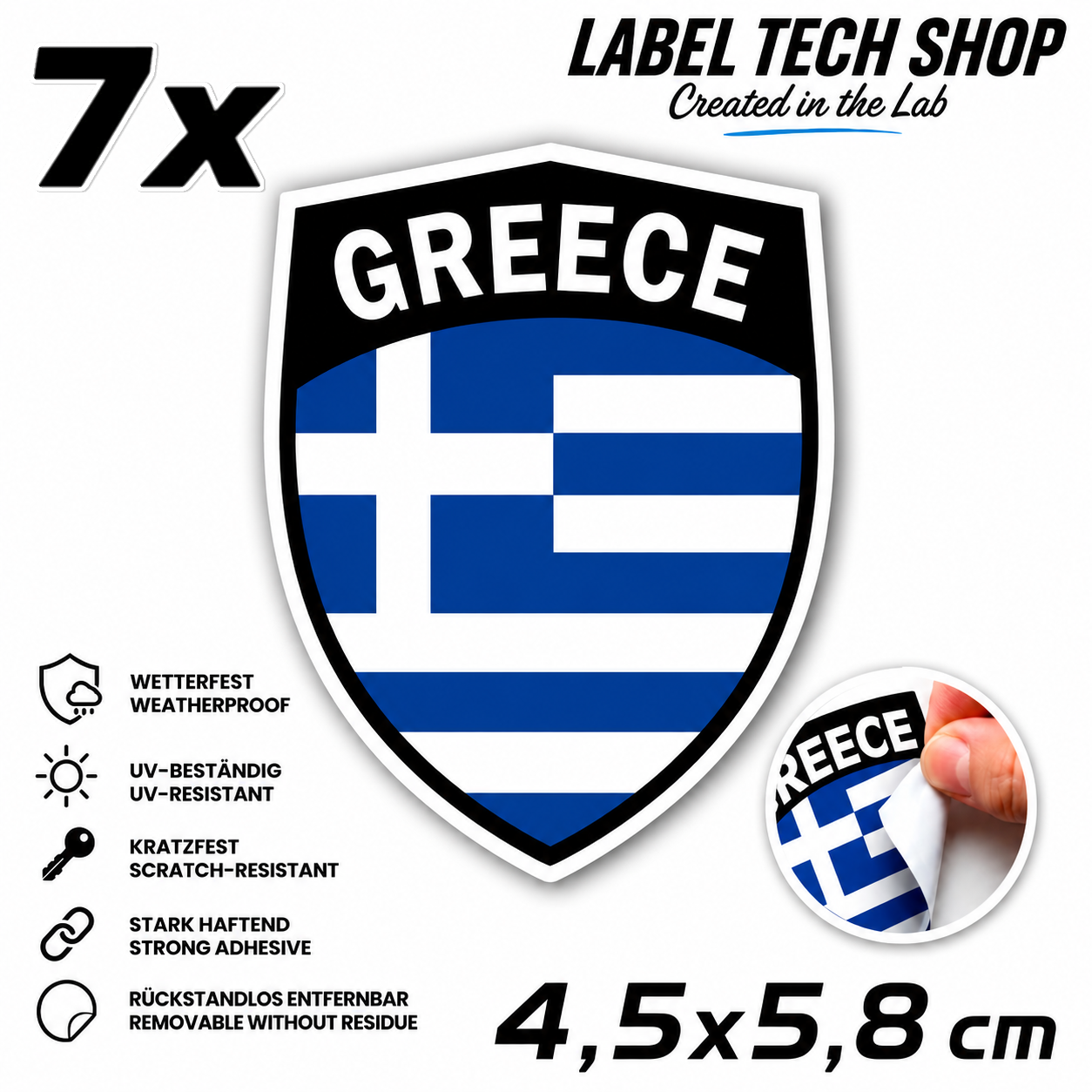 🇬🇷 Griechenland Aufkleber Αυτοκόλλητο Ελλάδας Greece Sticker Flagge Wappen Emblem Auto Helm 4,5x5,8cm NR.111