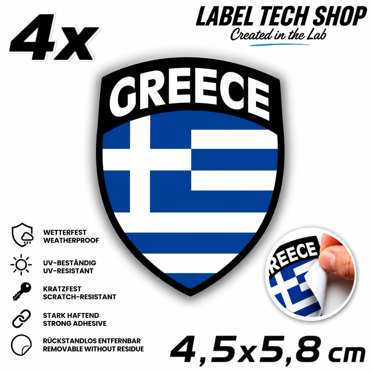 🇬🇷 Griechenland Aufkleber Αυτοκόλλητο Ελλάδας Greece Sticker Flagge Wappen Emblem Auto Helm 4,5x5,8cm NR.109