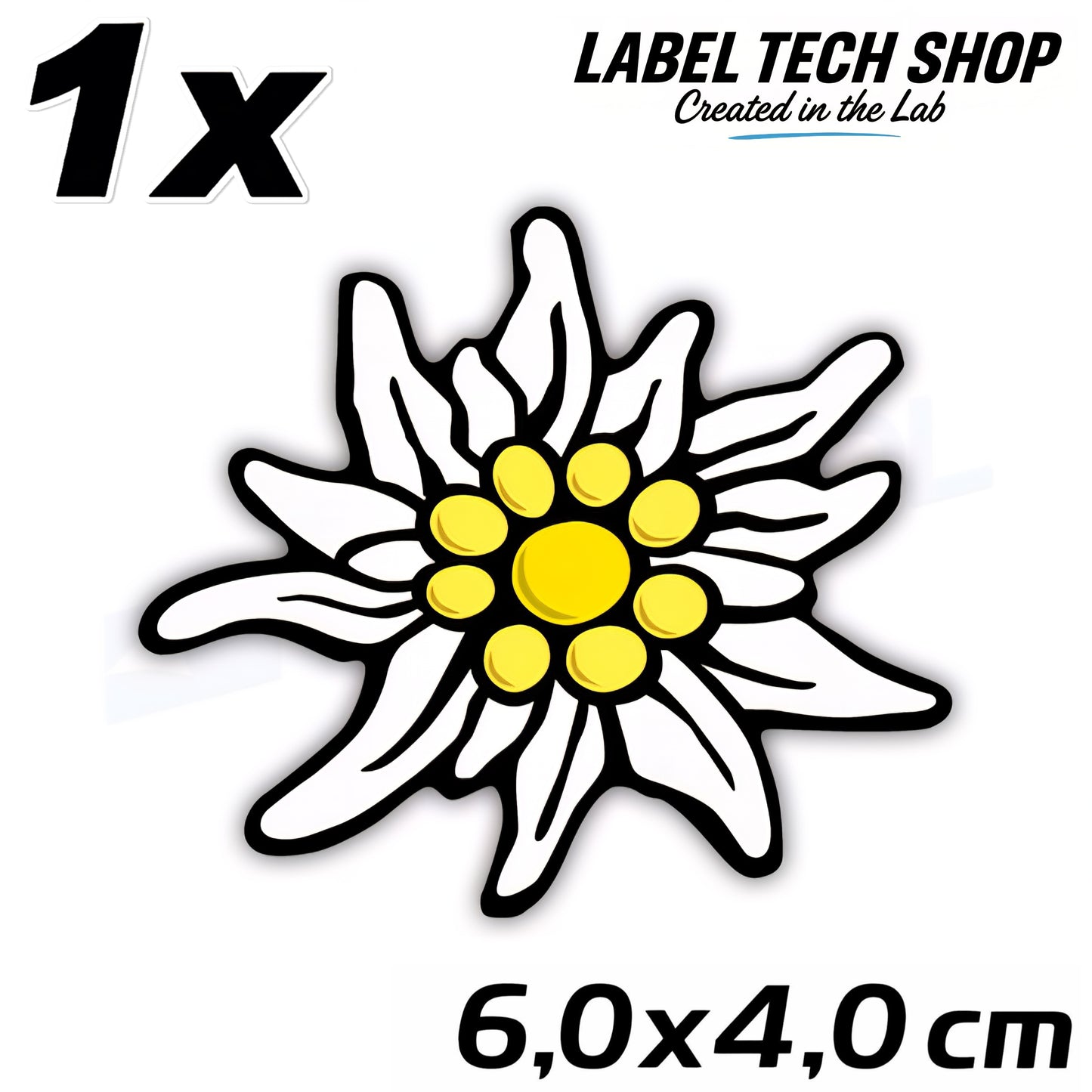 1x Edelweiß Aufkleber 🌼 Alpenblume Sticker – Stella Alpina 6,0×4,0 cm