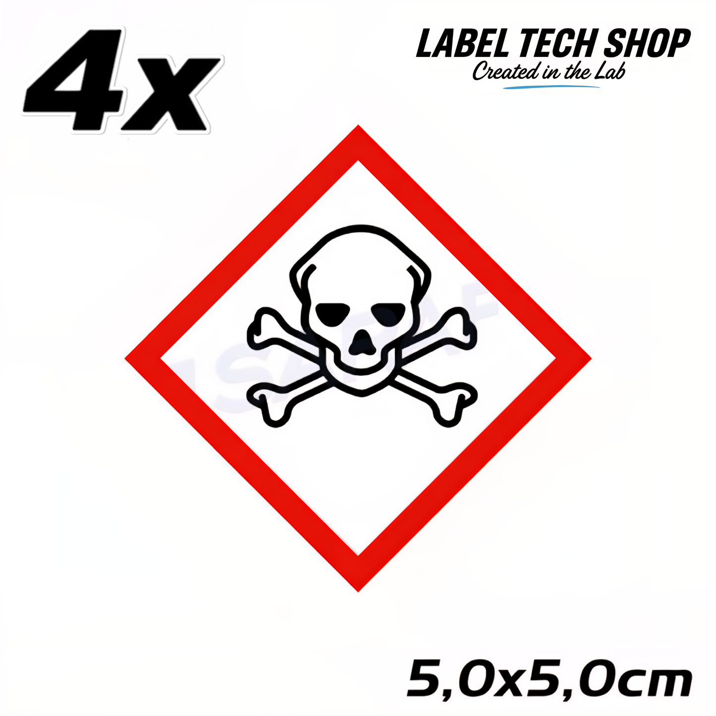 GHS06 Totenkopf Aufkleber  Giftige Chemikalien Toxisch nach CLP Norm Arbeitssicherheit