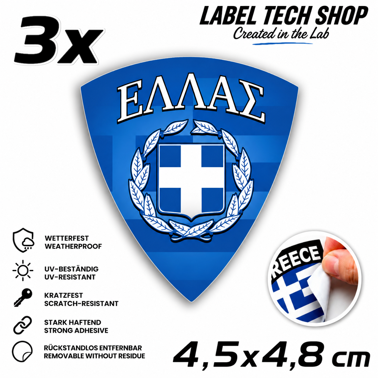 🇬🇷 Griechenland Aufkleber Αυτοκόλλητο Ελλάδας Greece Sticker Flagge Wappen Emblem Auto Helm 4,5x4,8cm NR.113