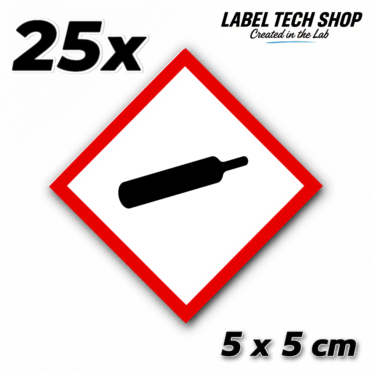 GHS04 Gas unter Druck Aufkleber Gas Cylinder Sticker Gefahrstoffsymbol Druckgas Gefahrgut Chemie Labor Kennzeichen nach CLP / GHS Arbeitssicherheit