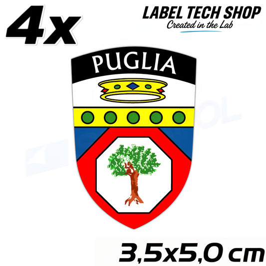 4x Apulien Aufkleber Puglia Adesivo Apulia Sticker Flagge Wappen 3,5x5,0cm (016)