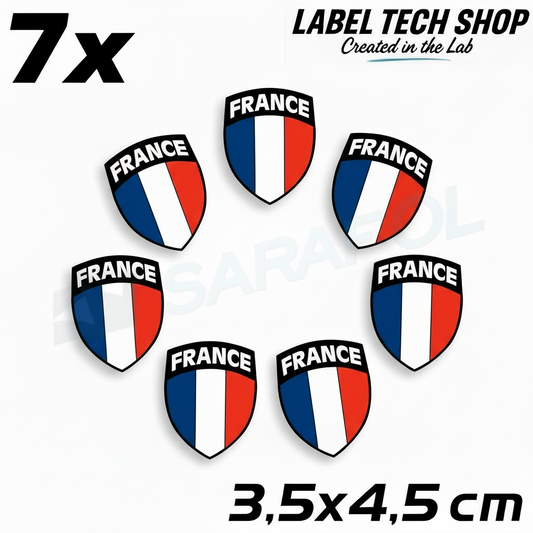 7x Frankreich Aufkleber France Francia Flagge Sticker 3,5x4,5cm (042)