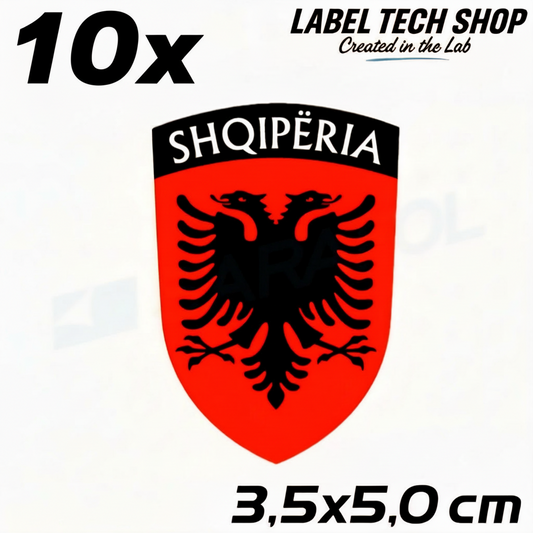 10x Albanien Shqipëria Shqiponja Wappen – Albanien Flagge Emblem Aufkleber 3,5x5,0cm (006)