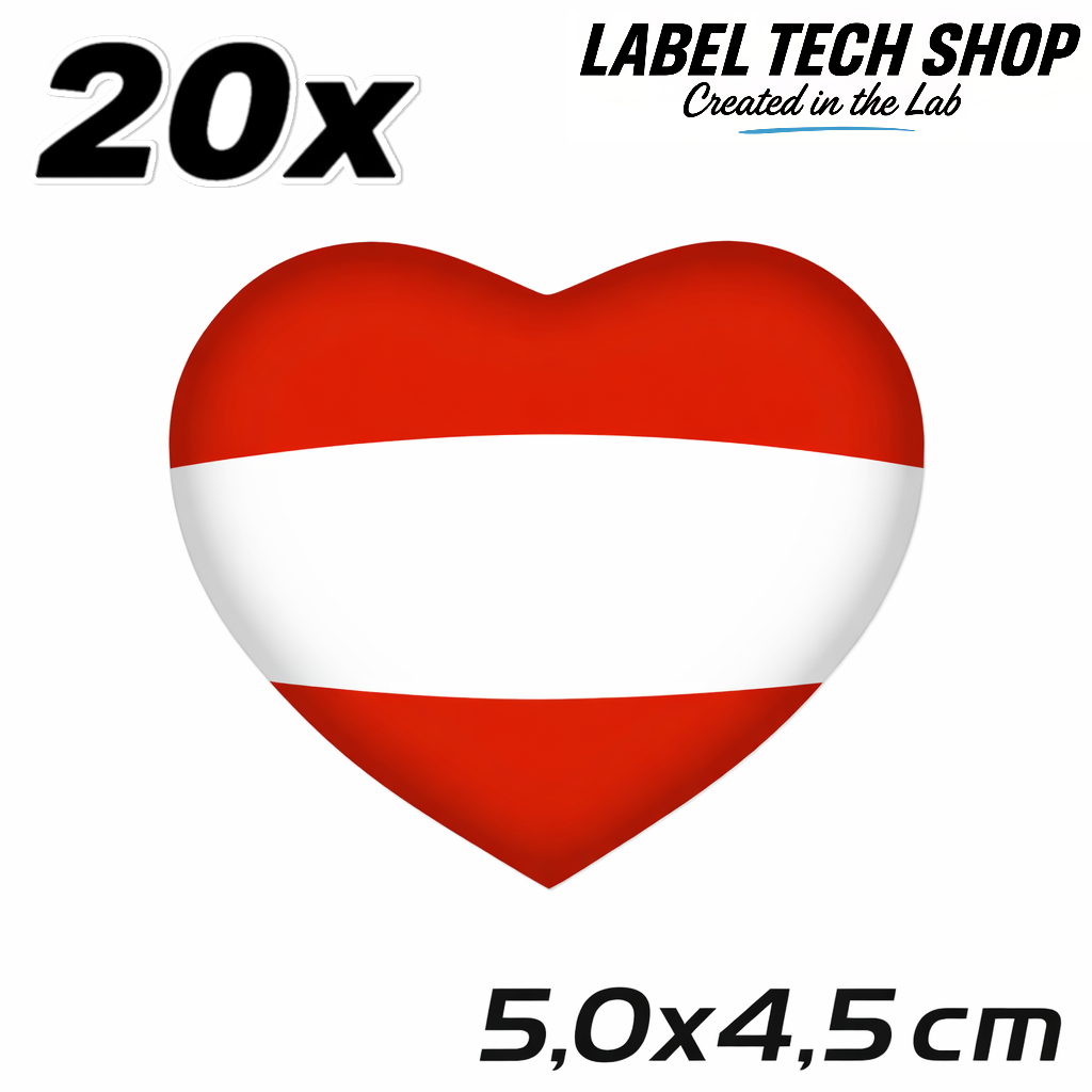 Österreich Austria Herz Aufkleber – Austria Flag Heart Sticker – Auto Laptop Helm 5,0 × 4,5 cm (050)
