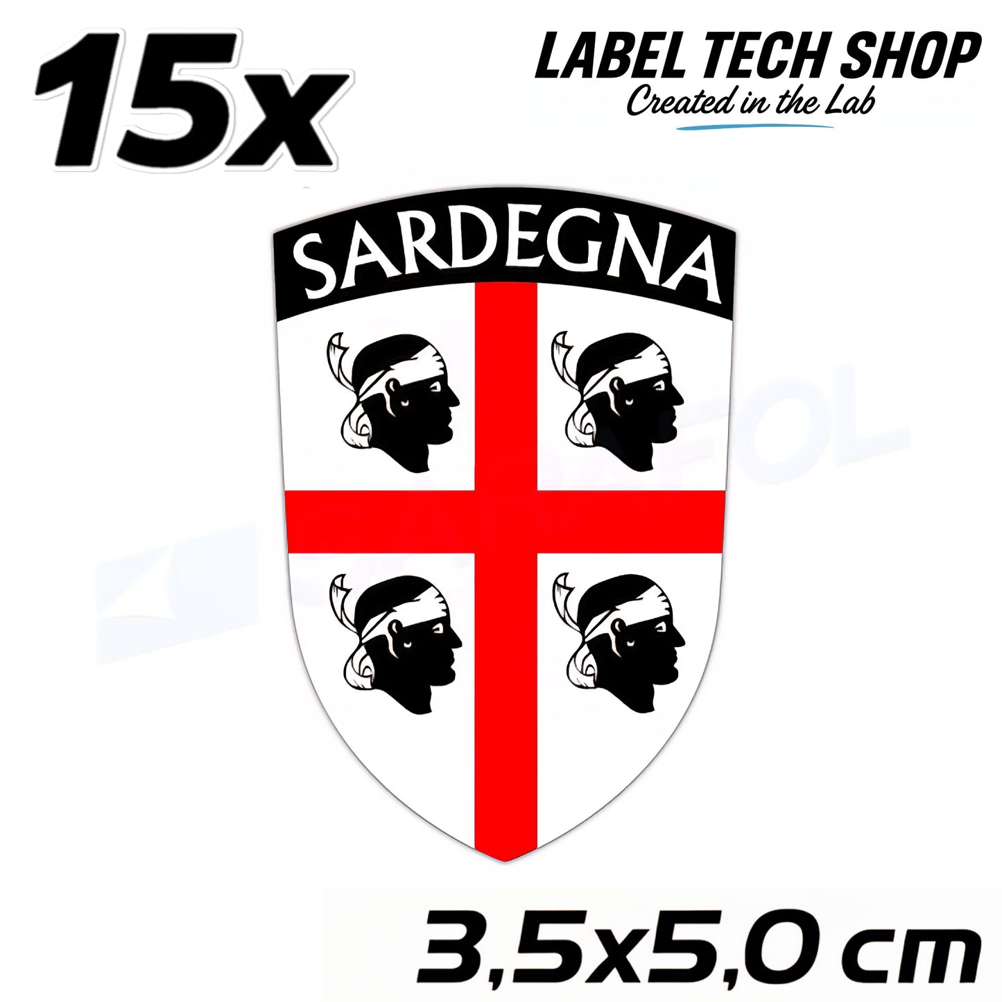 15x Sardinien Aufkleber Sardegna Sardinia Flagge Wappen Sticker 3,5x5,0cm (015)