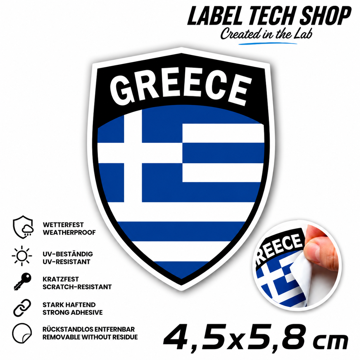 🇬🇷 Griechenland Aufkleber Αυτοκόλλητο Ελλάδας Greece Sticker Flagge Wappen Emblem Auto Helm 4,5x5,8cm NR.111