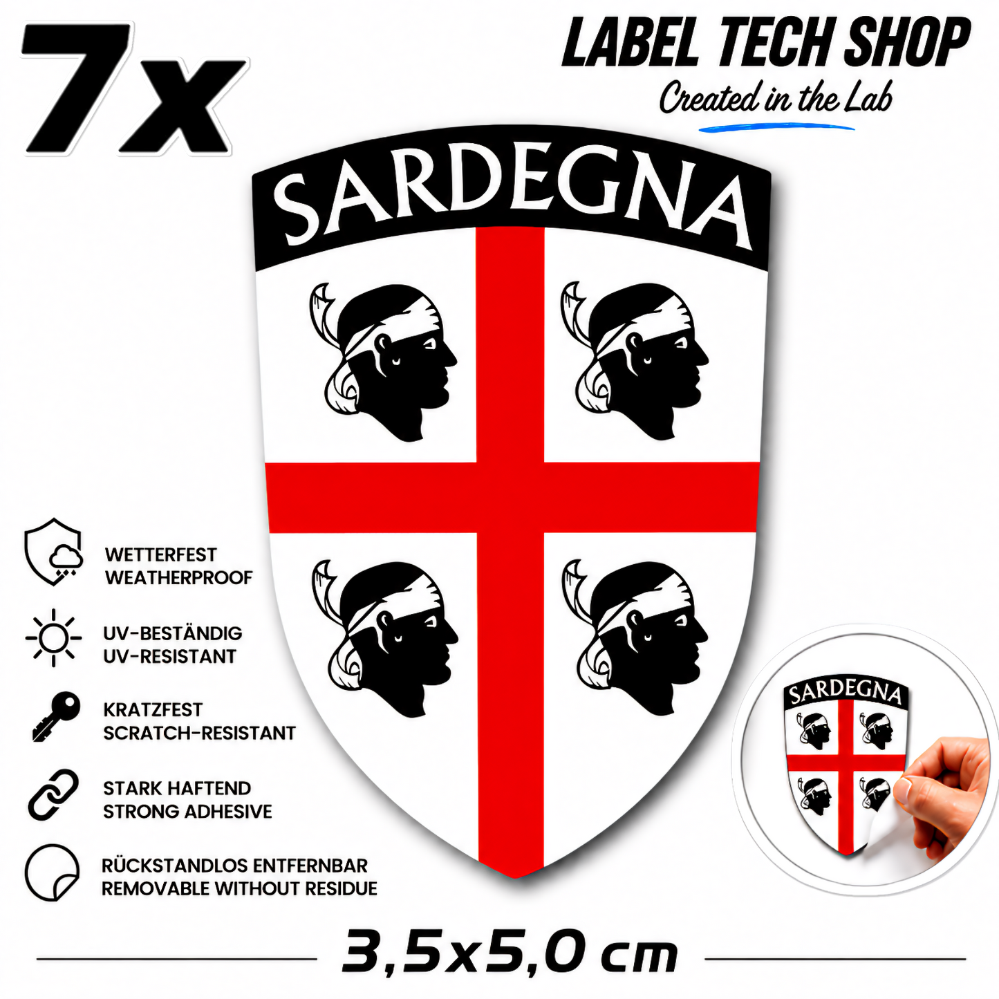 Sardegna Sardinien Sardinia Aufkleber Adesivo Sticker Quattro Mori Flagge Wappen Emblem Auto Helm 3,5x5,5cm NR.015